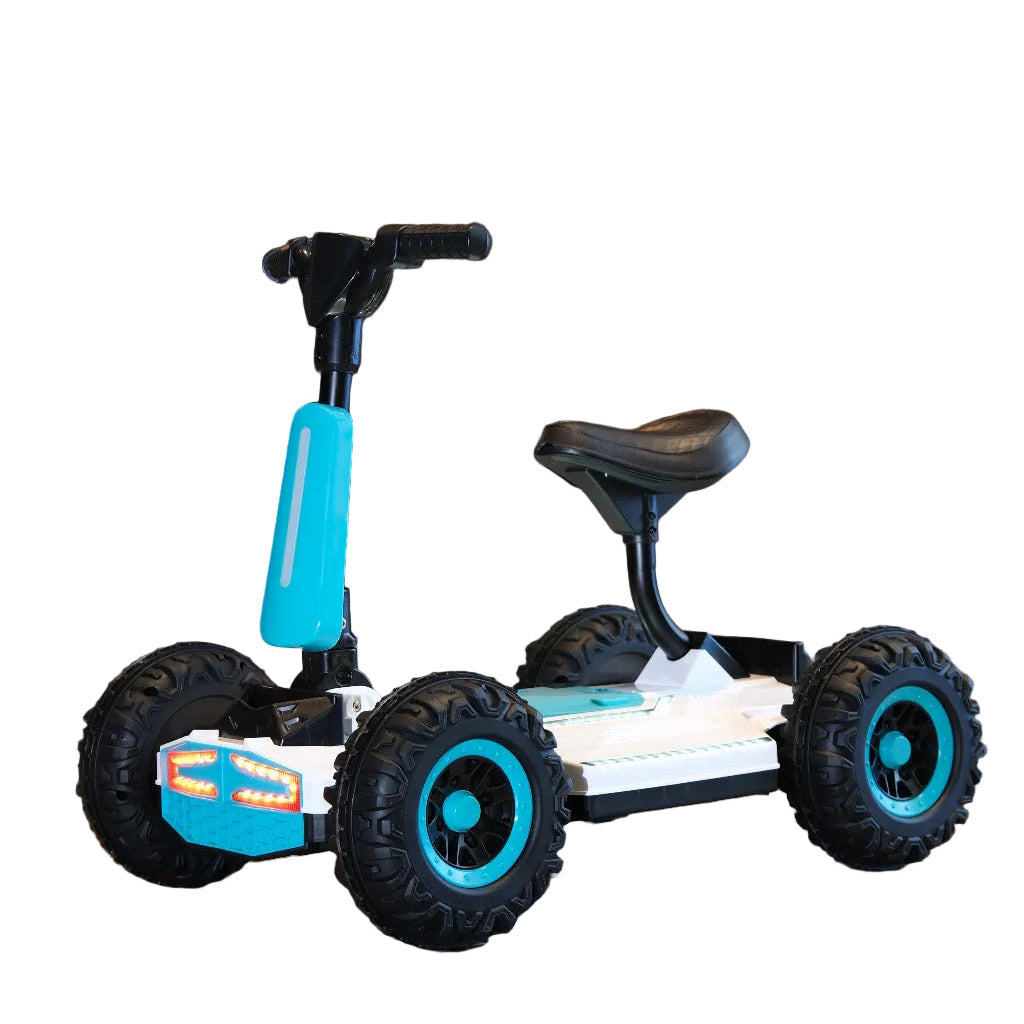 Kids 4-Wheel Electric Ride-On Car with 360° Spin | 4WD Patrol car with Seat, LED Lights, Bluetooth Music & Remote Control - Ages 3-8